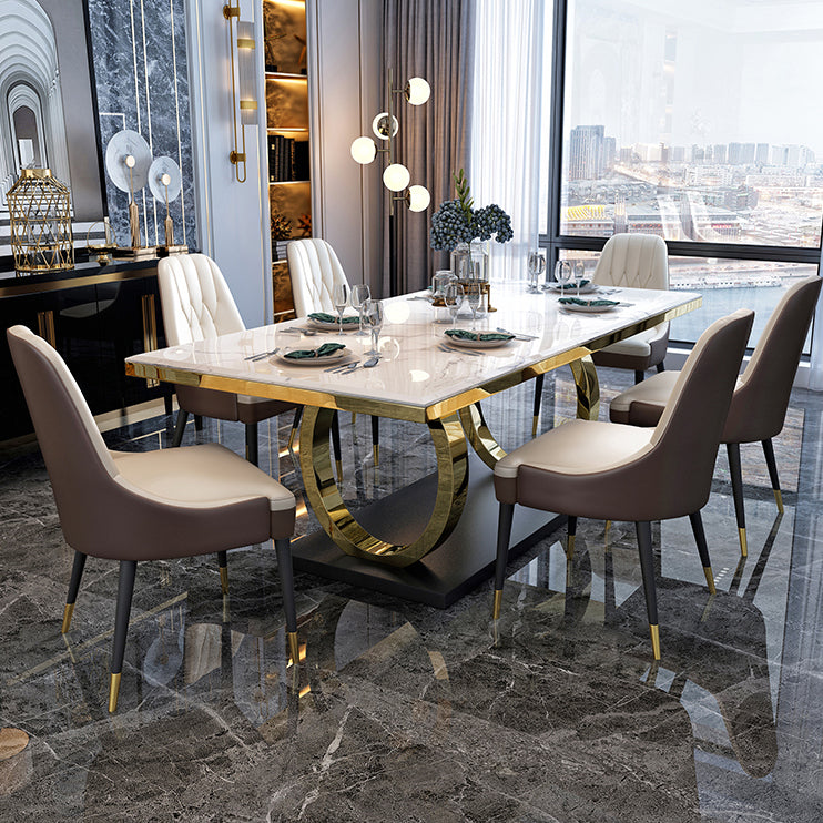 Modern 1/4/5/7 Pieces White Dining Table Set with Marble Top Rectangle Dinette Set