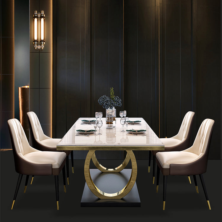 Modern 1/4/5/7 Pieces White Dining Table Set with Marble Top Rectangle Dinette Set