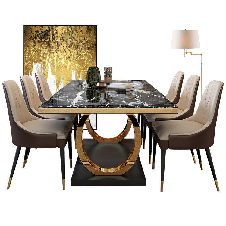 Modern 1/4/5/7 Pieces White Dining Table Set with Marble Top Rectangle Dinette Set