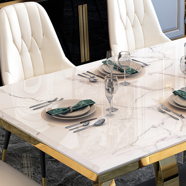 Modern 1/4/5/7 Pieces White Dining Table Set with Marble Top Rectangle Dinette Set