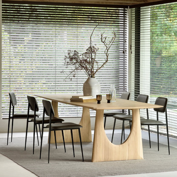 Table en bois de pin rectangulaire pour restaurant Table à manger moderne avec double piédestal