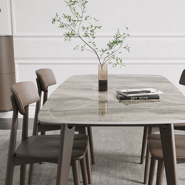 Mesa de comedor rectangular de piedra sinterizada moderna para comedor