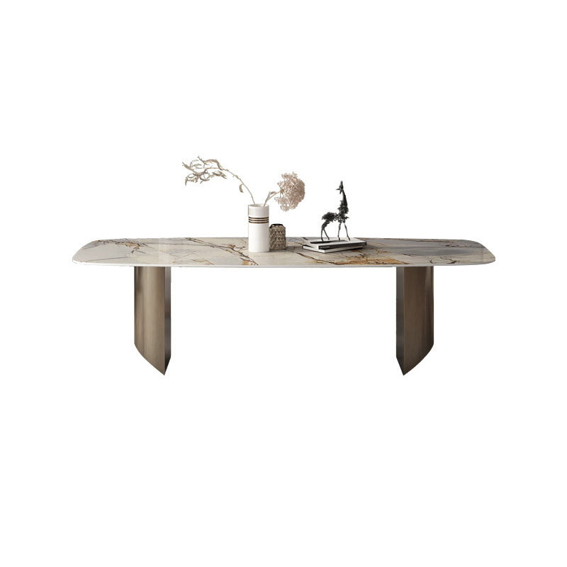 Table à manger traditionnelle de luxe en pierre avec base luge