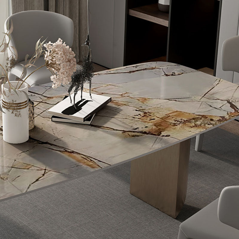 Table à manger traditionnelle de luxe en pierre avec base luge