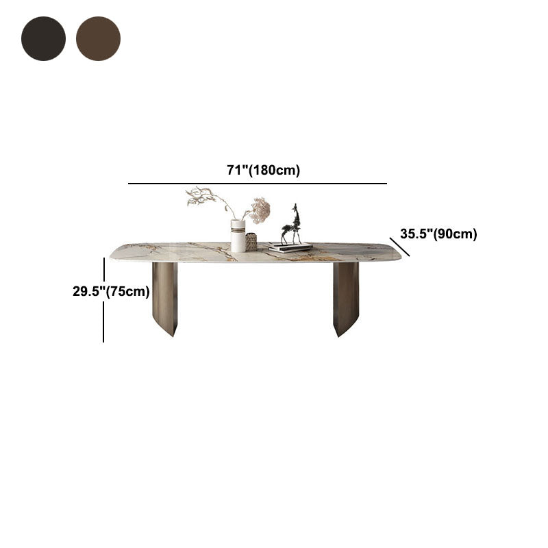 Table à manger traditionnelle de luxe en pierre avec base luge