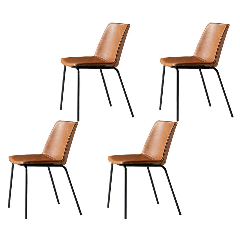 Silla con respaldo sólido sin brazos de diseño industrial para cocina, silla lateral de comedor de cuero