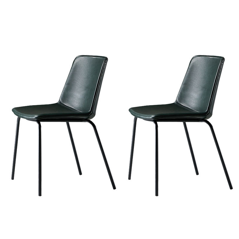 Silla con respaldo sólido sin brazos de diseño industrial para cocina, silla lateral de comedor de cuero