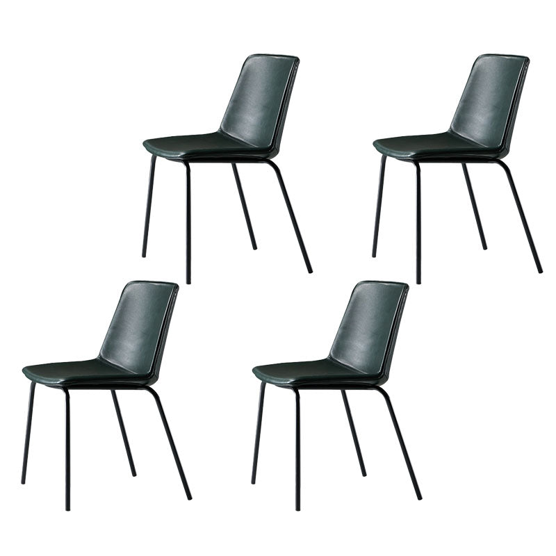 Silla con respaldo sólido sin brazos de diseño industrial para cocina, silla lateral de comedor de cuero