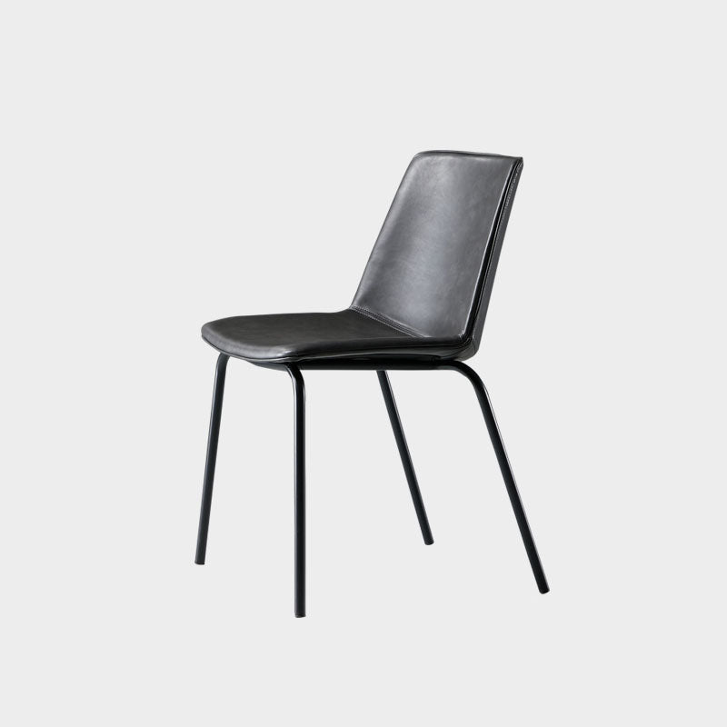Silla con respaldo sólido sin brazos de diseño industrial para cocina, silla lateral de comedor de cuero