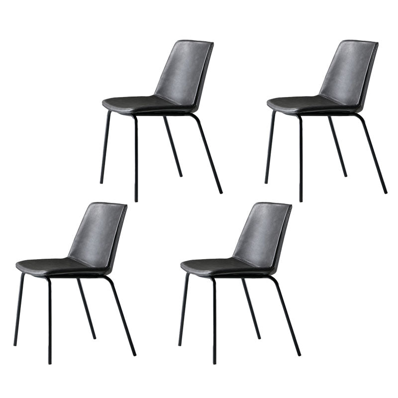 Silla con respaldo sólido sin brazos de diseño industrial para cocina, silla lateral de comedor de cuero