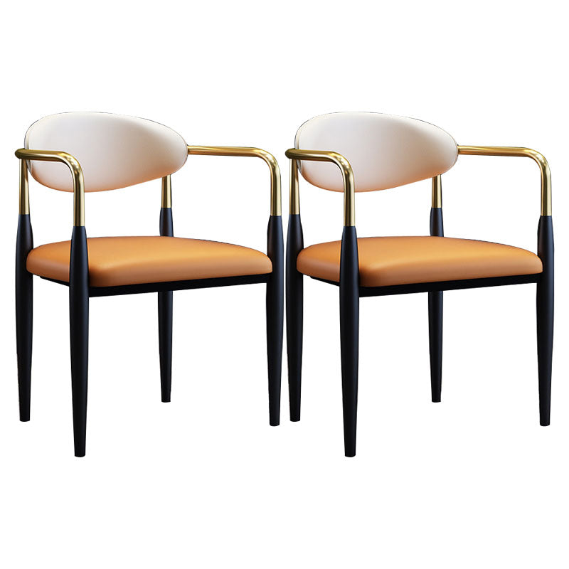 Silla de comedor moderna de cuero mate con brazo abierto para sala de reuniones