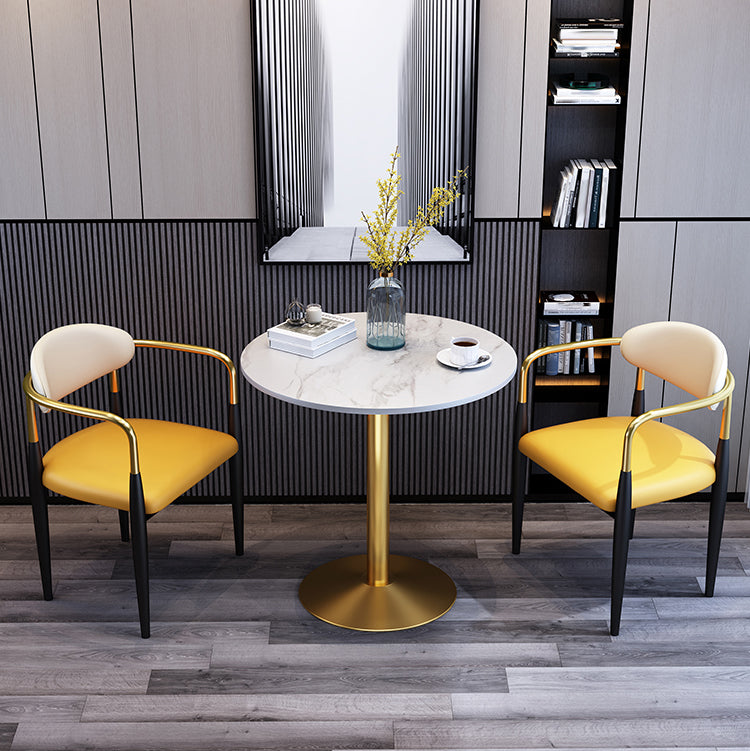 Silla de comedor moderna de cuero mate con brazo abierto para sala de reuniones