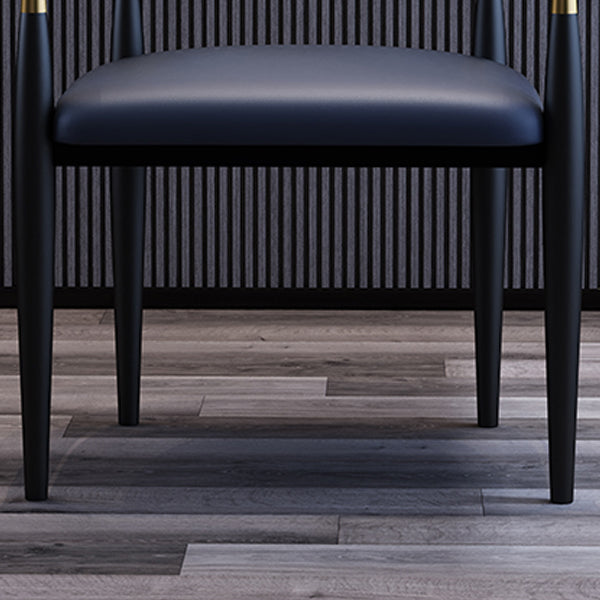 Silla de comedor moderna de cuero mate con brazo abierto para sala de reuniones
