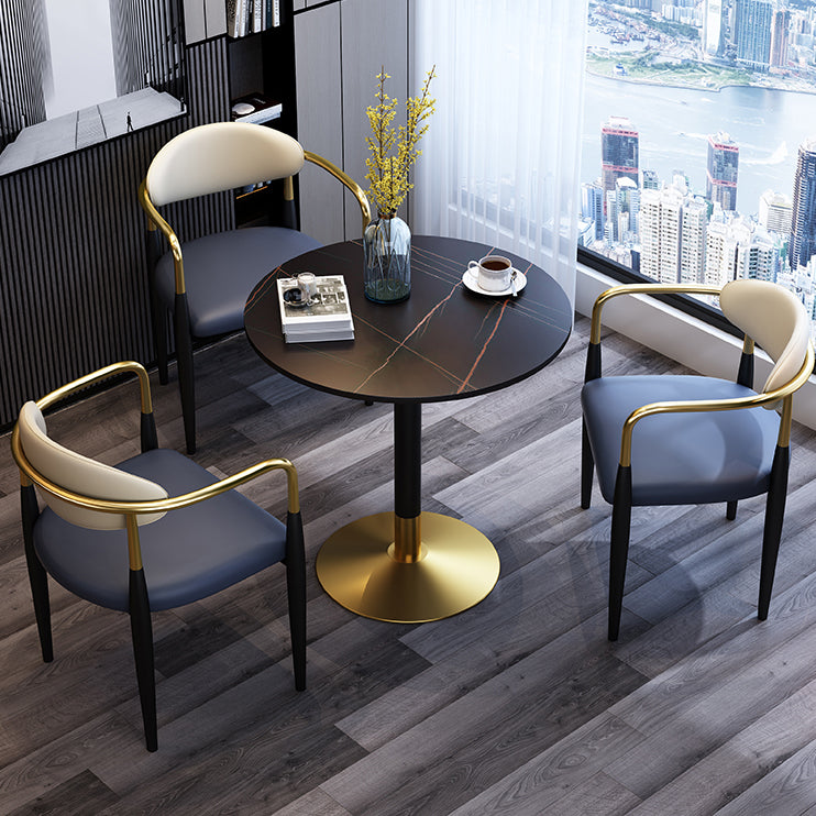 Silla de comedor moderna de cuero mate con brazo abierto para sala de reuniones