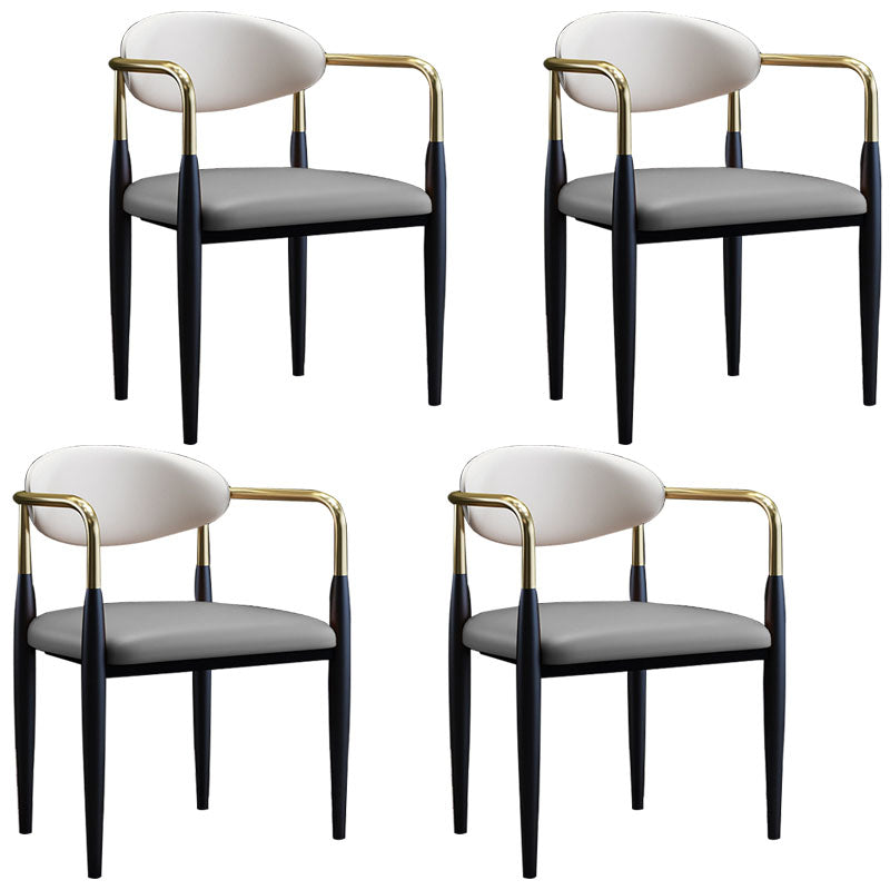 Silla de comedor moderna de cuero mate con brazo abierto para sala de reuniones