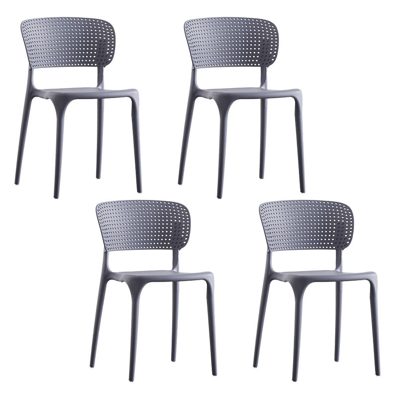 Colorful Plastic Dining Armless Chairs Nordic Style Open Back Side Chair