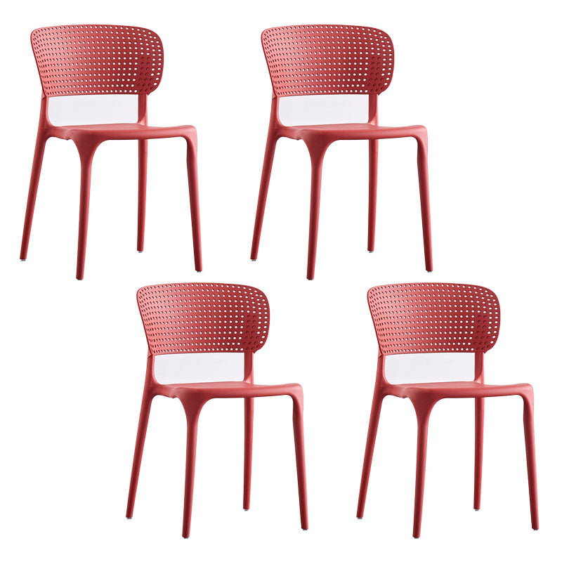 Colorful Plastic Dining Armless Chairs Nordic Style Open Back Side Chair