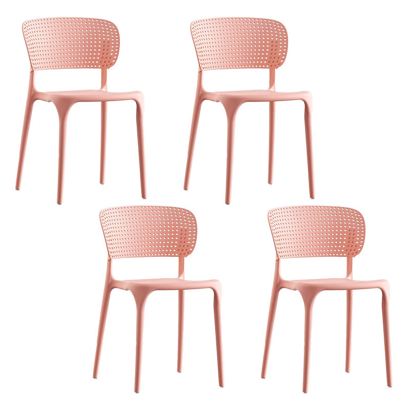 Colorful Plastic Dining Armless Chairs Nordic Style Open Back Side Chair