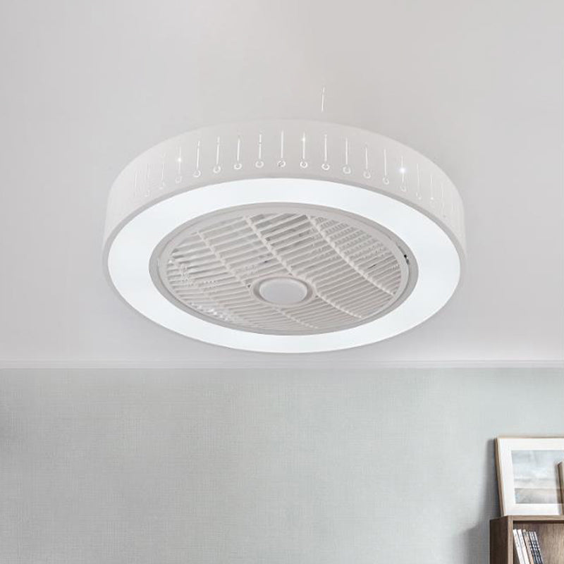 Acryl weiß hängende Lüfterlampe Runde LED 21,5 "Weitminimalismus Halbflush -Deckenleuchte mit 4 Klingen