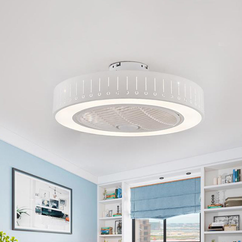 Acryl weiß hängende Lüfterlampe Runde LED 21,5 "Weitminimalismus Halbflush -Deckenleuchte mit 4 Klingen