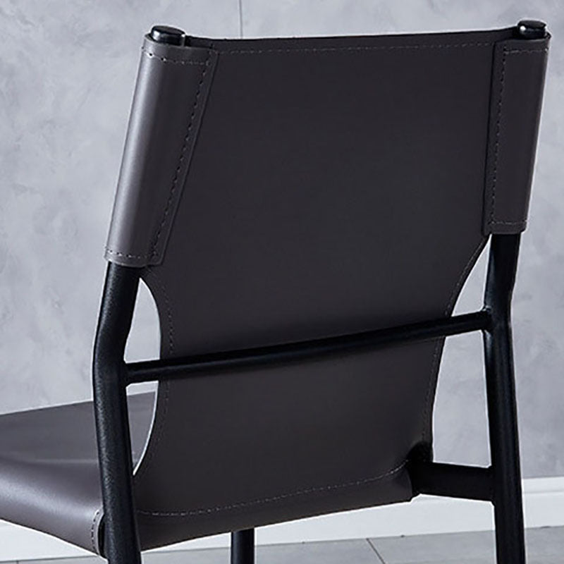 Silla con respaldo sólido sin brazos de estilo industrial para cocina, silla lateral de comedor de cuero