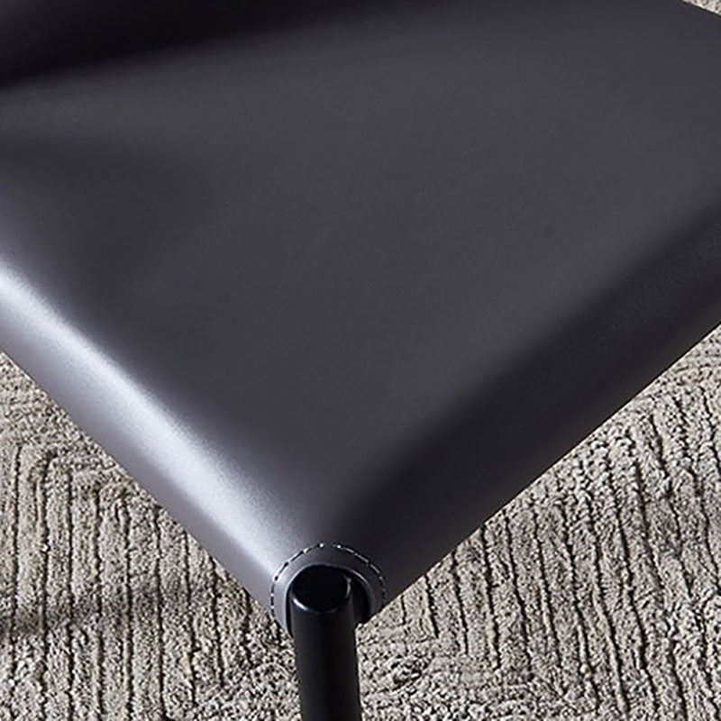 Silla con respaldo sólido sin brazos de estilo industrial para cocina, silla lateral de comedor de cuero