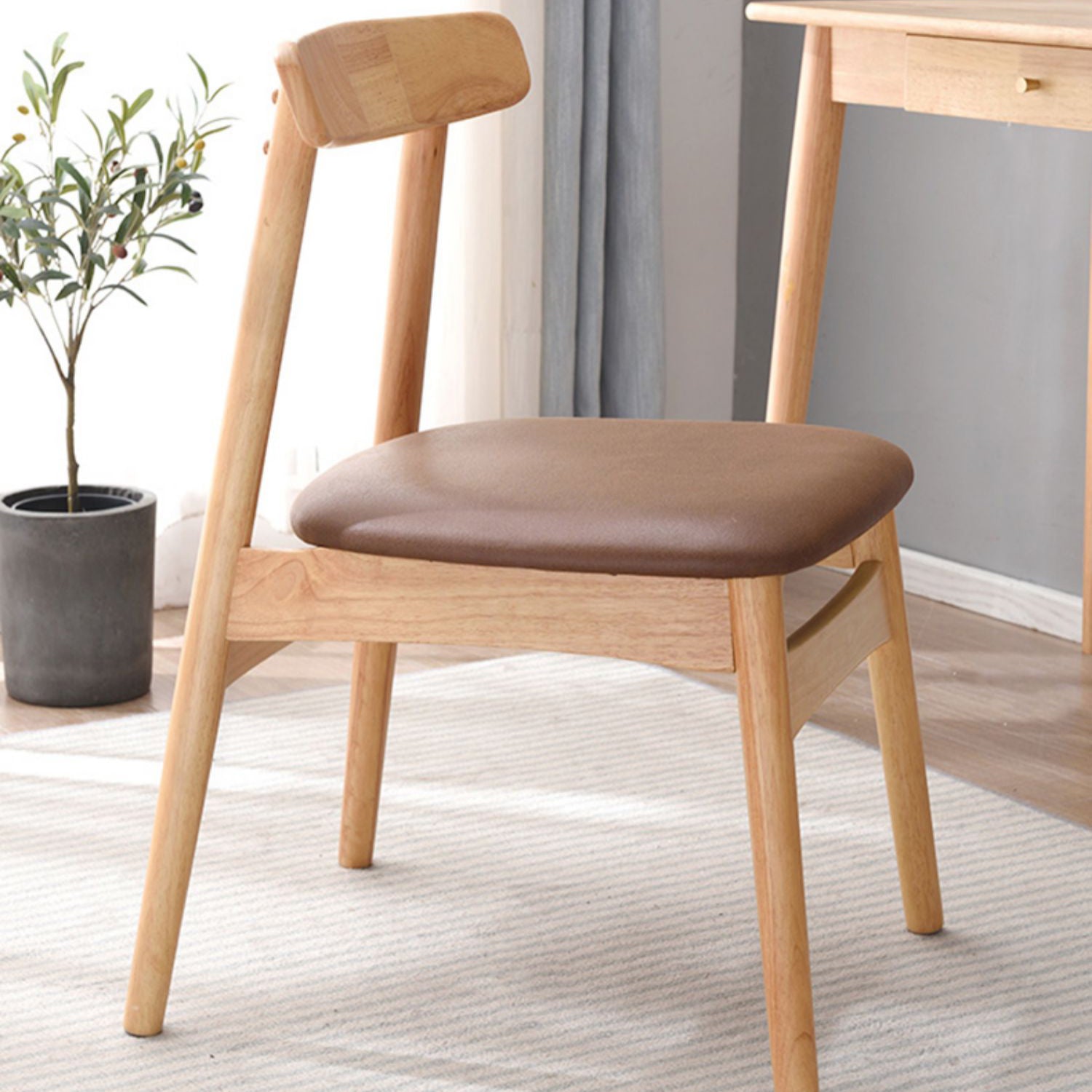 Silla lateral de madera industrial para comedor, cocina, silla con respaldo abierto