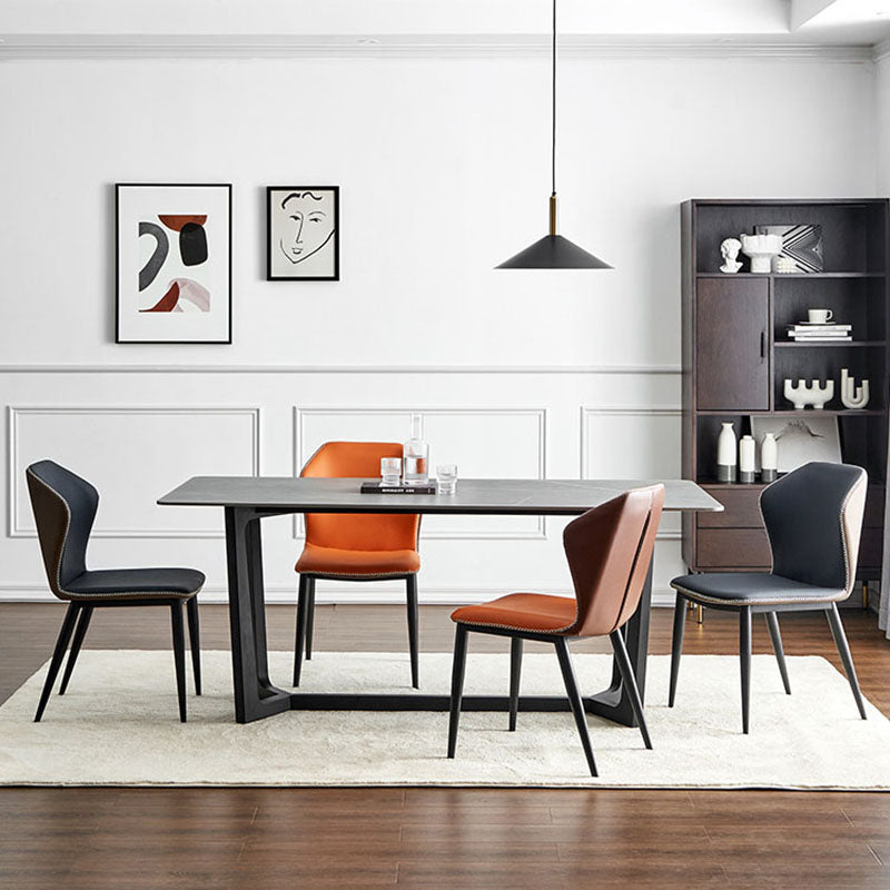 Silla industrial Parsons con respaldo sin brazos para cocina, sillas de comedor de piel sintética