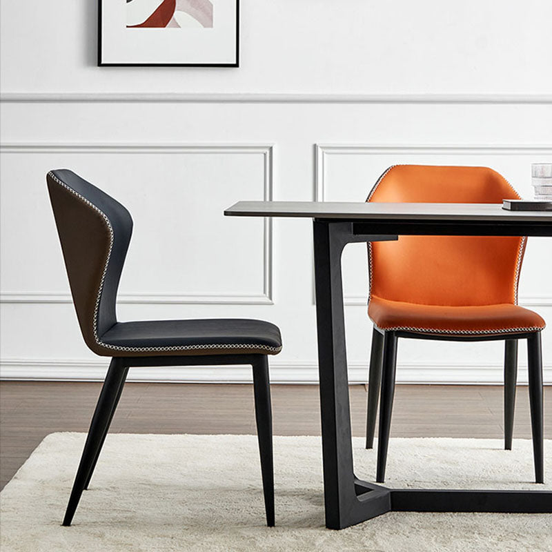 Silla industrial Parsons con respaldo sin brazos para cocina, sillas de comedor de piel sintética
