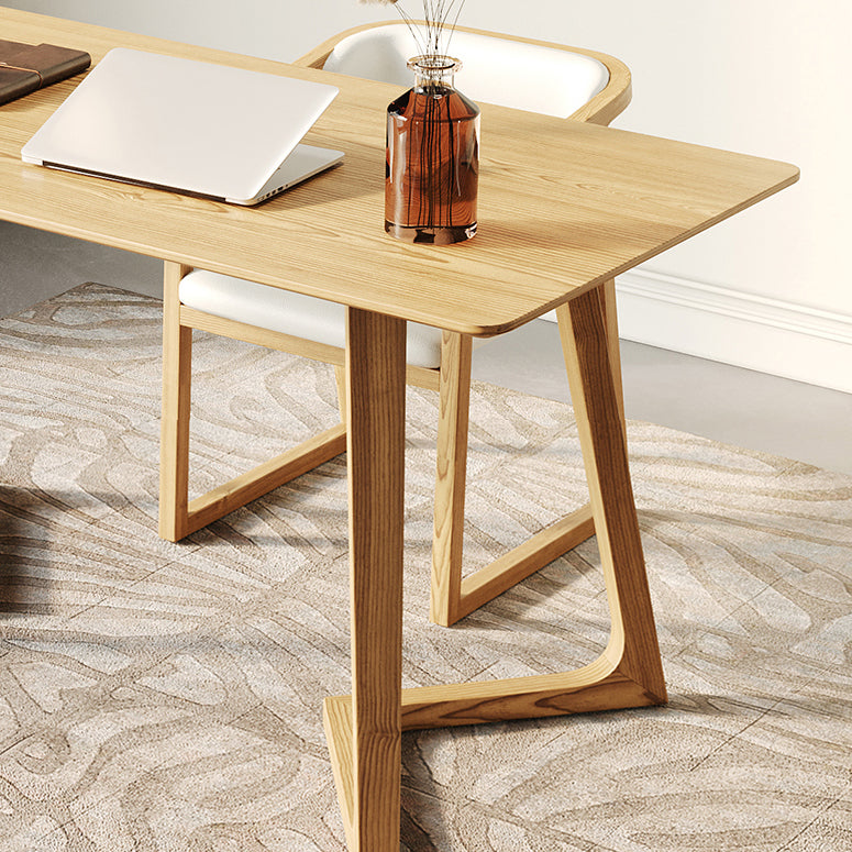 Moderne dennenhouttafel voor restaurant rechthoek binnen tafel met dubbele voetstuk