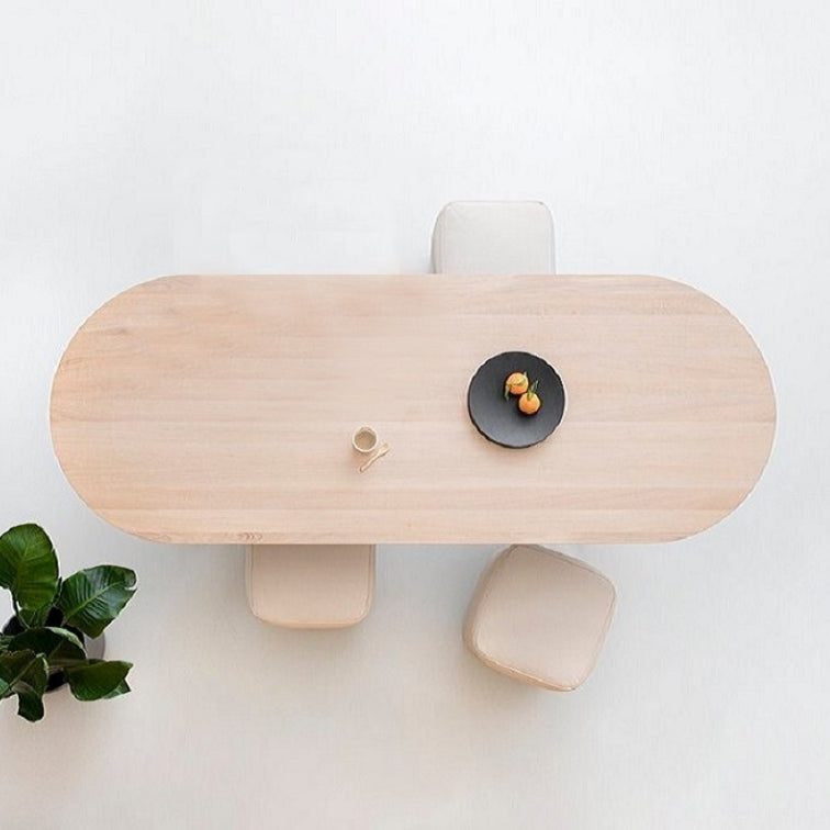 Modern Indoor Pine Wood Table for Restaurant Oval Dining Table with Double Pedestal