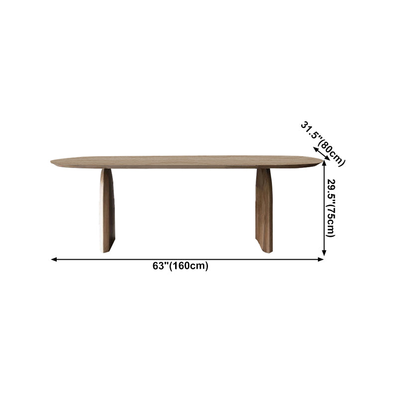 Modern Indoor Pine Wood Table for Restaurant Oval Dining Table with Double Pedestal