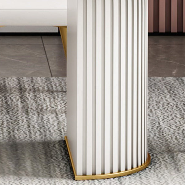 Ovale gesinterde steen witte toon eettafel moderne dubbele voetstuk tafel voor eetkamer