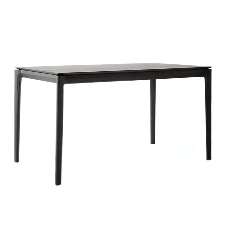 Rectangle 4 Legs Industrial Dining Table Black Fixed Table of Solid Wood