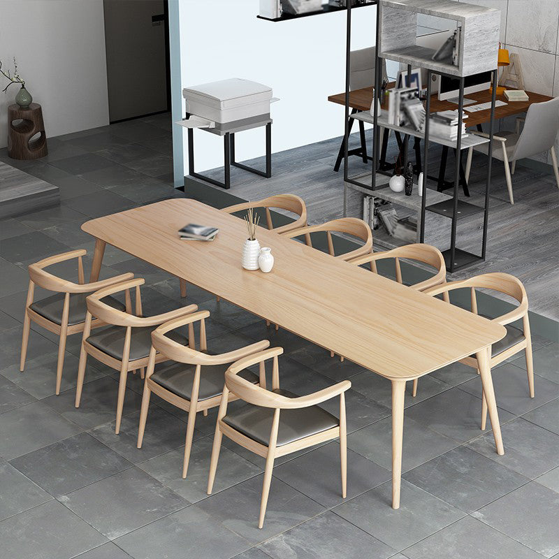 Solid Wood Contemporary Rectangle Dining Table Pine Wood Top Table with Legs