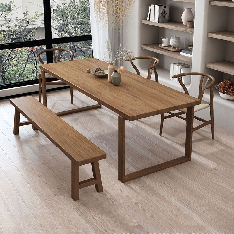 Mid-Century Modern Dining Table Pine Wood Table with Sled Base
