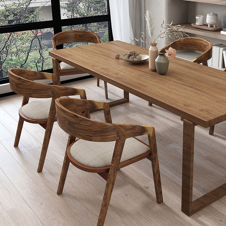Mid-Century Modern Dining Table Pine Wood Table with Sled Base