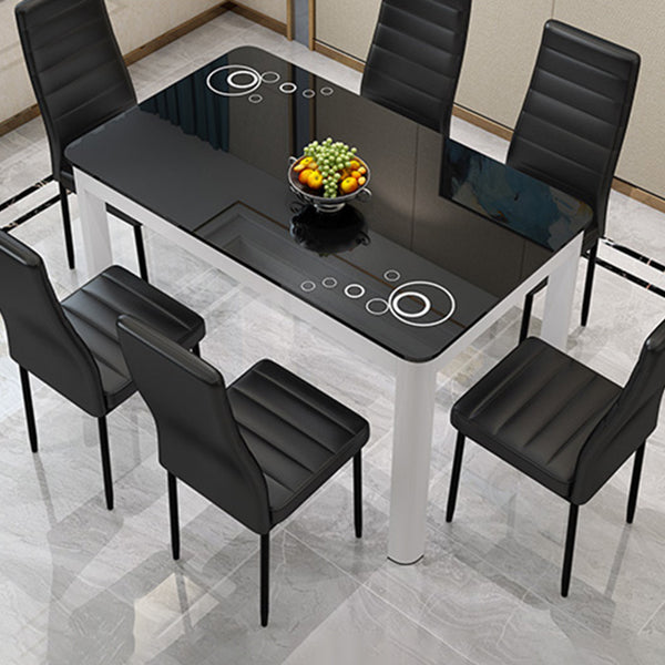 Glass Top Dining Table Modern Rectangle Dining Table with 4 Legs