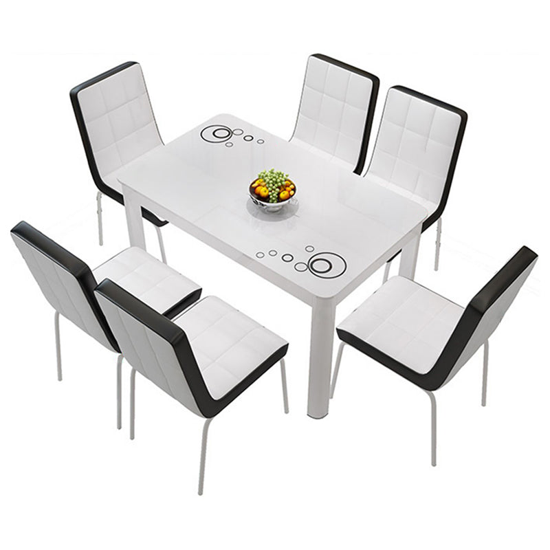 Glass Top Dining Table Modern Rectangle Dining Table with 4 Legs