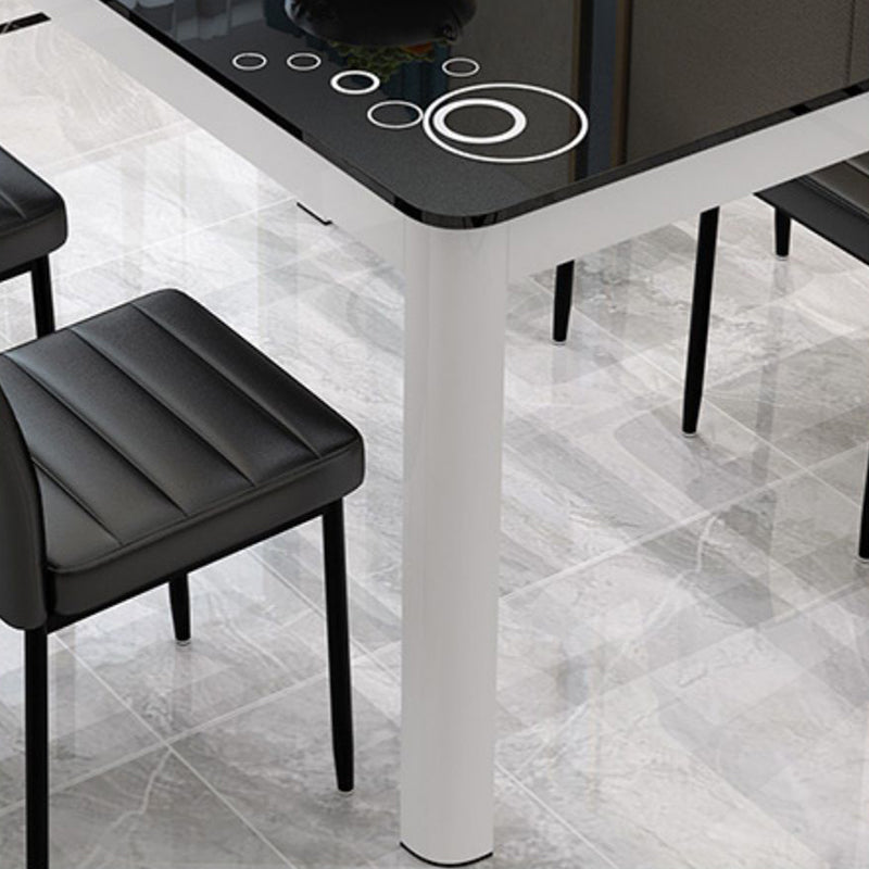 Glass Top Dining Table Modern Rectangle Dining Table with 4 Legs