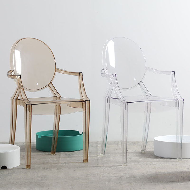 Silla lateral plástica apilable de comedor con parte posterior abierta del brazo de diseño nórdico