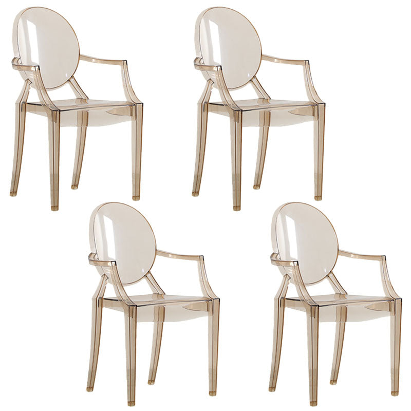 Silla lateral plástica apilable de comedor con parte posterior abierta del brazo de diseño nórdico