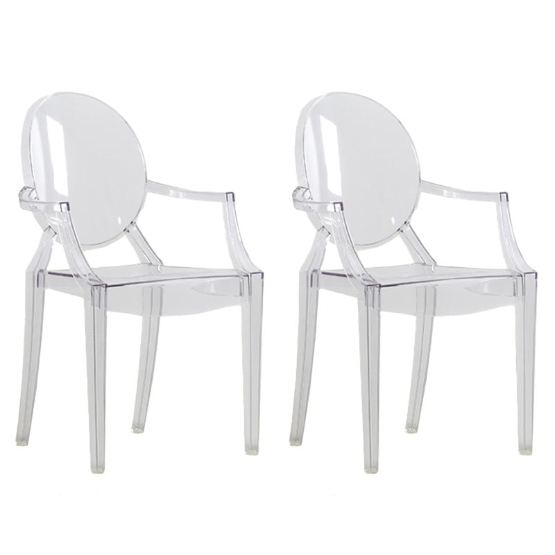 Silla lateral plástica apilable de comedor con parte posterior abierta del brazo de diseño nórdico