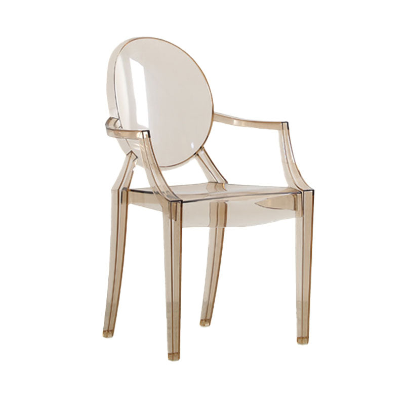 Silla lateral plástica apilable de comedor con parte posterior abierta del brazo de diseño nórdico