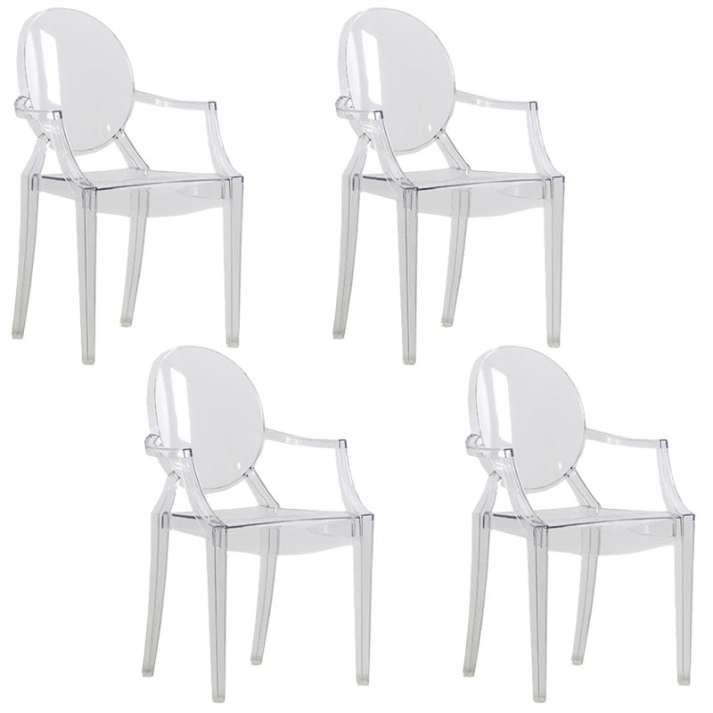 Silla lateral plástica apilable de comedor con parte posterior abierta del brazo de diseño nórdico