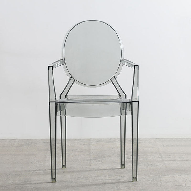 Silla lateral plástica apilable de comedor con parte posterior abierta del brazo de diseño nórdico