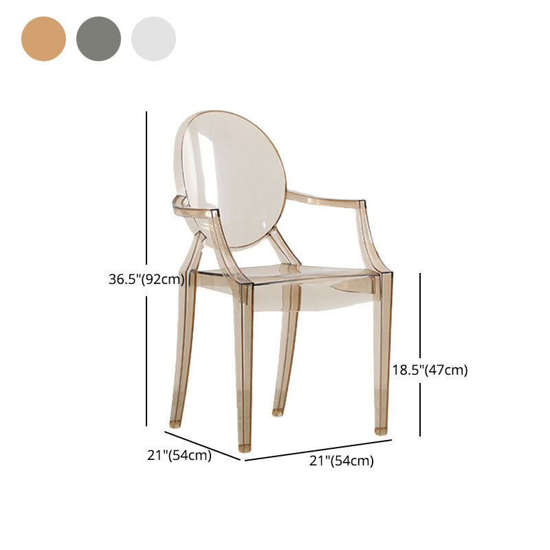 Silla lateral plástica apilable de comedor con parte posterior abierta del brazo de diseño nórdico