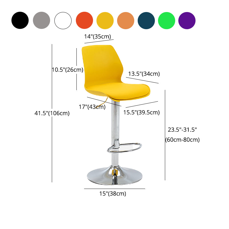 Height Adjustable Leather Barstool Industrial  Counter Stool with Backrest