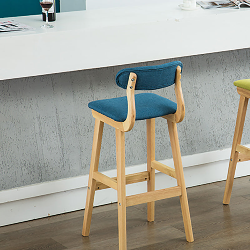 Taburete de bar estilo escandinavo, patas de madera, asiento de cuero para barra de cocina