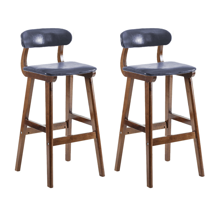 Taburete de bar estilo escandinavo, patas de madera, asiento de cuero para barra de cocina